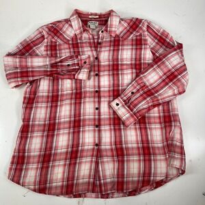 ARIAT Real Red White Real Long Sleeve Plaid Western Shirt XXL